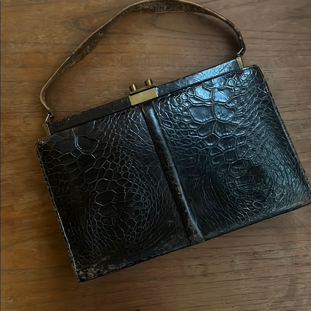 Antique Elegant Brown Crocodile Women's Bag